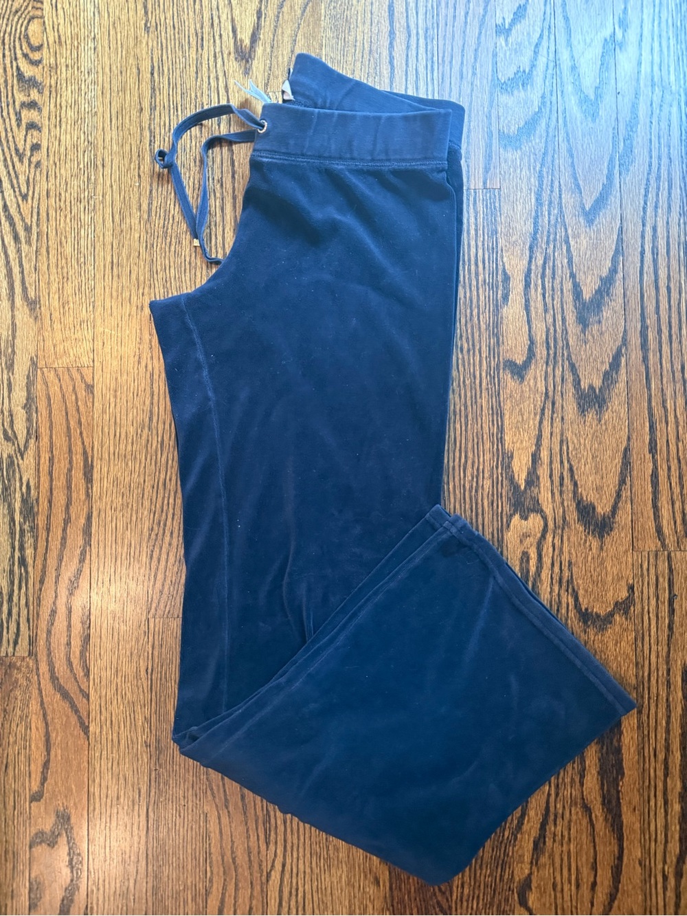 Juicy Couture Navy Velvet Wide Leg Drawstring Pants